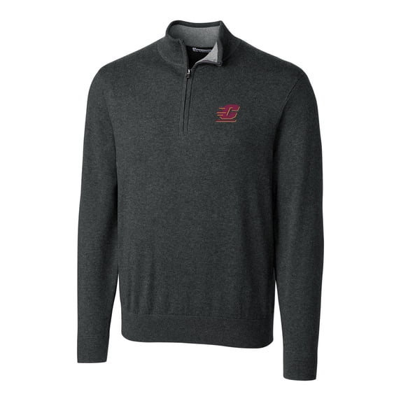 Men's Cutter & Buck Heather Charcoal Cent. Michigan Chippewas Big & Tall Lakemont Half-Zip Jacket
