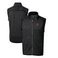 thumbnail image 1 of Men's Cutter & Buck Heather Charcoal Chicago Bears Throwback Logo Mainsail Sweater-Knit Big & Tall Full-Zip Vest, 1 of 3
