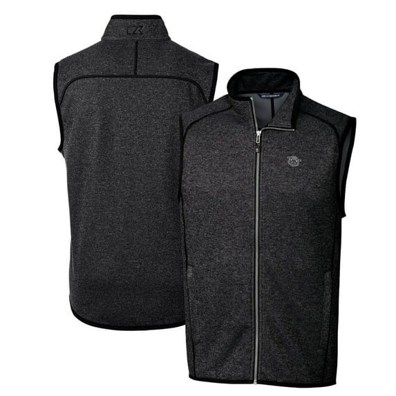 Men's Cutter & Buck Heather Charcoal Cincinnati Bearcats Mainsail Sweater-Knit Big & Tall Full-Zip Vest