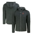 thumbnail image 1 of Men's Cutter & Buck Heather Charcoal Cleveland Guardians Mainsail Full-Zip Hooded Jacket, 1 of 3