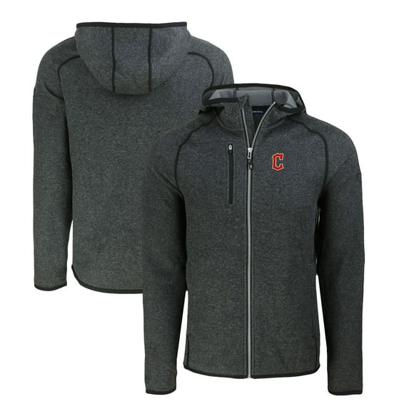 Men's Cutter & Buck Heather Charcoal Cleveland Guardians Mainsail Full-Zip Hooded Jacket