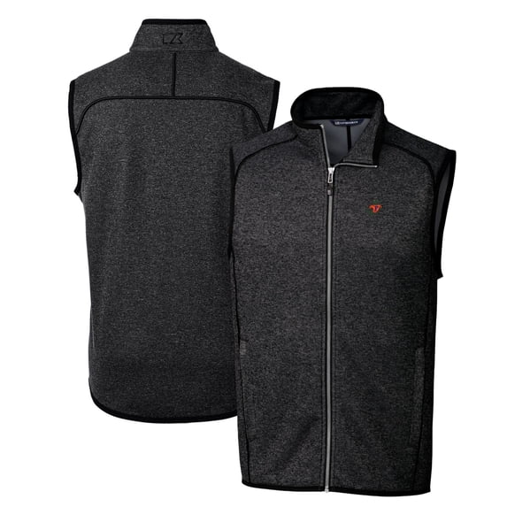 Men's Cutter & Buck Heather Charcoal Florida Gators Mainsail Sweater-Knit Big & Tall Full-Zip Vest