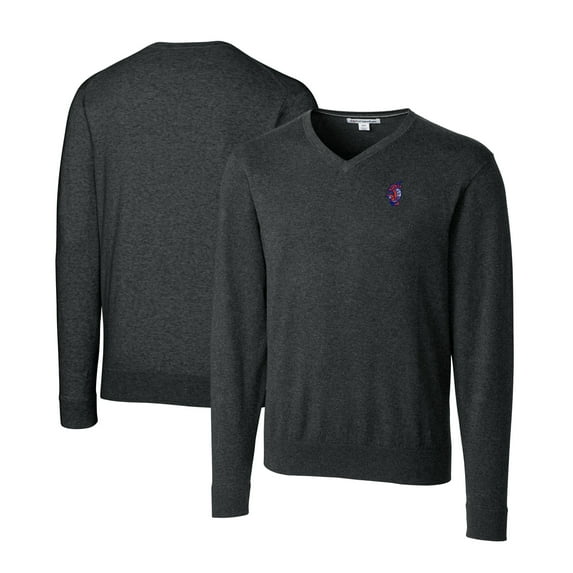 Men's Cutter & Buck Heather Charcoal Florida Gators Swinging Gator Big & Tall Lakemont Tri-Blend V-Neck Pullover