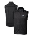 thumbnail image 1 of Men's Cutter & Buck Heather Charcoal Houston Oilers Throwback Logo Mainsail Sweater-Knit Big & Tall Full-Zip Vest, 1 of 3