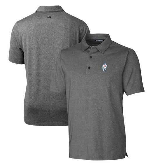 Men's Cutter & Buck Heather Charcoal Houston Texans Throwback Logo Forge Heathered Stretch Polo
