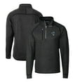 thumbnail image 1 of Men's Cutter & Buck Heather Charcoal Indianapolis Colts Mainsail Sweater-Knit Big & Tall Half-Zip Pullover Jacket, 1 of 3