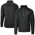 thumbnail image 1 of Men's-Cutter & Buck  Heather Charcoal Inter Miami CF Big & Tall Mainsail Sweater-Knit Half-Zip Pullover Top, 1 of 3