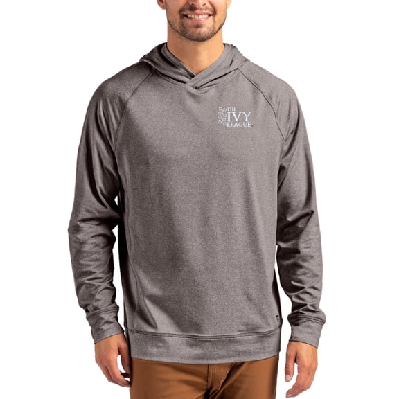 Men's Cutter & Buck Heather Charcoal Ivy League Gear Primary Logo Adapt Knit Raglan Pullover Hoodie