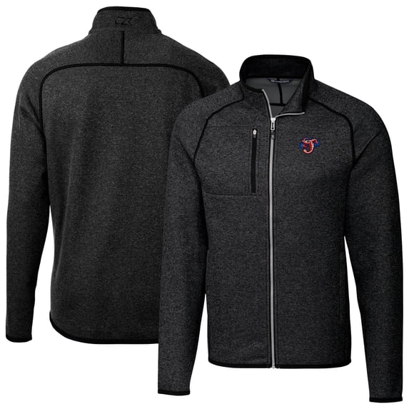 Men's Cutter & Buck Heather Charcoal Jacksonville Jumbo Shrimp Mainsail Sweater-Knit Full-Zip Jacket