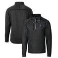 thumbnail image 1 of Men's Cutter & Buck Heather Charcoal Kansas Jayhawks Mainsail Sweater-Knit Big & Tall Half-Zip Pullover Jacket, 1 of 3
