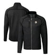 thumbnail image 1 of Men's Cutter & Buck Heather Charcoal Miami Dolphins Throwback Logo Mainsail Sweater-Knit Big & Tall Full-Zip Pullover, 1 of 3