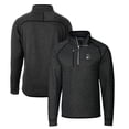 thumbnail image 1 of Men's Cutter & Buck Heather Charcoal Michigan State Spartans Mainsail Sweater-Knit Half-Zip Pullover Jacket, 1 of 3