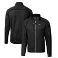 thumbnail image 1 of Men's Cutter & Buck Heather Charcoal Michigan Wolverines Mainsail Sweater-Knit Full-Zip Jacket, 1 of 3
