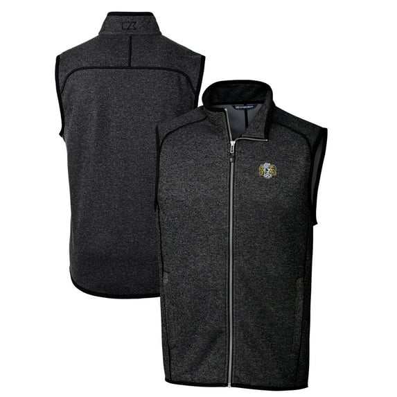 Men's Cutter & Buck Heather Charcoal North Carolina Tar Heels Big & Tall Mainsail Sweater-Knit Full-Zip Vest