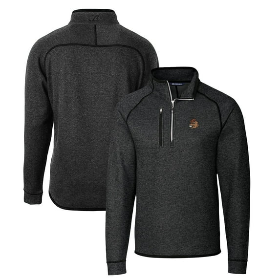 Men's Cutter & Buck Heather Charcoal Oregon State Beavers Mainsail Sweater-Knit Big & Tall Half-Zip Pullover Jacket