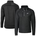 thumbnail image 1 of Men's Cutter & Buck Heather Charcoal Philadelphia Eagles Big & Tall Mainsail Sweater-Knit Raglan Half-Zip Jacket, 1 of 3