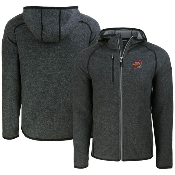 Men's Cutter & Buck Heather Charcoal Portland Sea Dogs Mainsail Raglan Full-Zip Hoodie