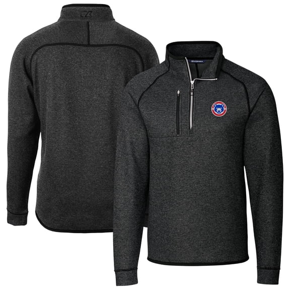 Men's Cutter & Buck Heather Charcoal South Bend Cubs Mainsail Sweater-Knit Half-Zip Pullover Jacket