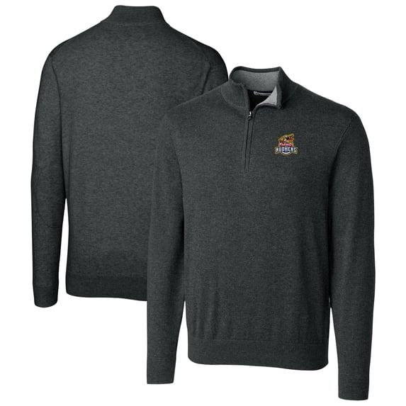 Men's Cutter & Buck Heather Charcoal Toledo Mud Hens Lakemont Tri-Blend Quarter-Zip Pullover Sweater