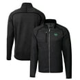 thumbnail image 1 of Men's Cutter & Buck Heather Charcoal Tulane Green Wave Mainsail Sweater-Knit Big & Tall Full-Zip Jacket, 1 of 3