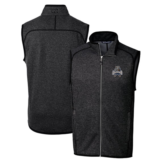 Men's Cutter & Buck Heather Charcoal Utah State Aggies Mainsail Sweater-Knit Full-Zip Vest