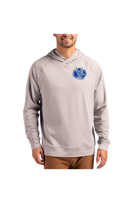 Men's Cutter & Buck Heather Gray Air Force Falcons Vault Logo Adapt Knit Raglan Pullover Hoodie