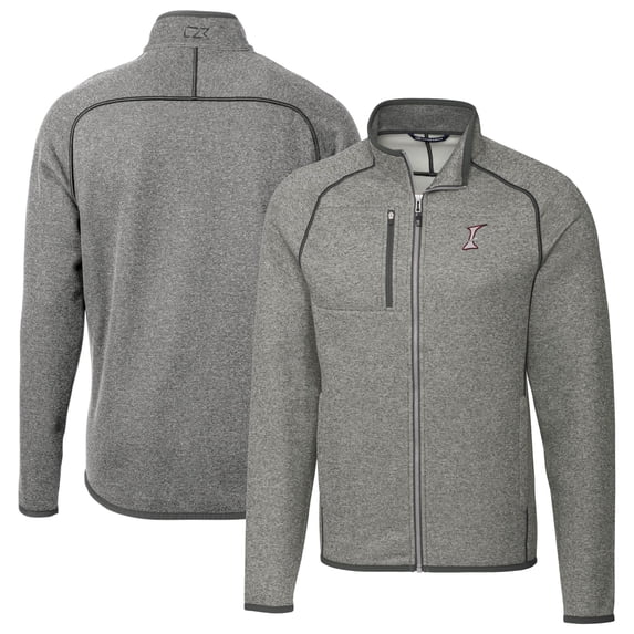Men's Cutter & Buck Heather Gray Albuquerque Isotopes Mainsail Sweater-Knit Full-Zip Jacket