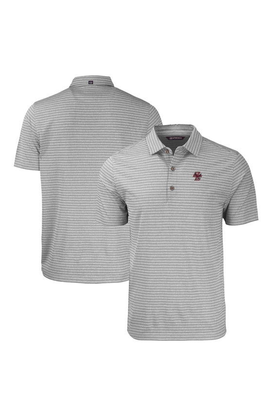 Men's Cutter & Buck Heather Gray Boston College Eagles Forge Eco Heather Stripe Stretch Recycled Polo