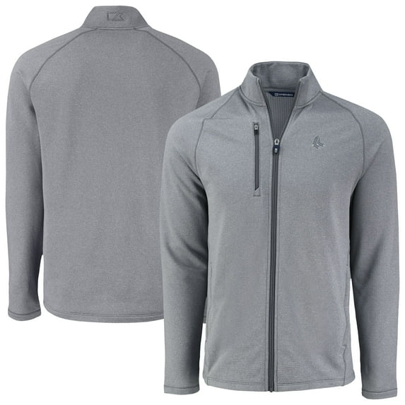 Men's Cutter & Buck Heather Gray Boston Red Sox Peshastin Eco Fleece Recycled Raglan Full-Zip Jacket