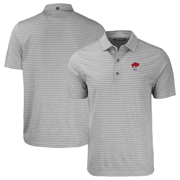 Men's Cutter & Buck Heather Gray Buffalo Bills Throwback Forge Eco Heather Stripe Stretch Recycled Polo
