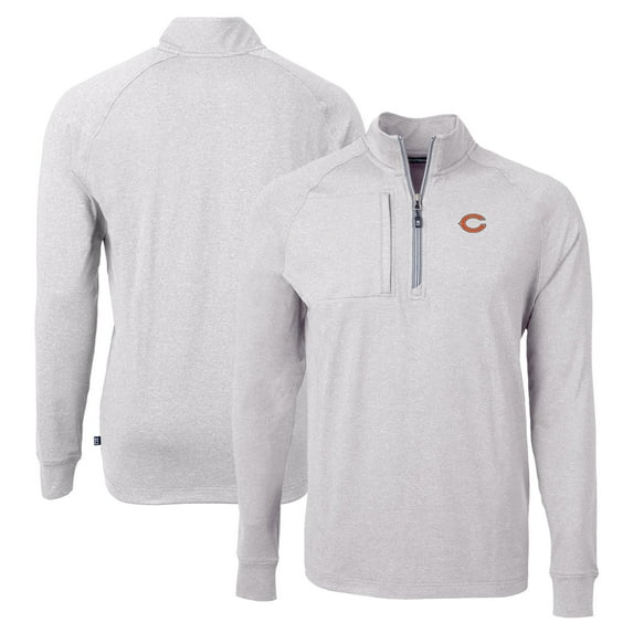 Men's Cutter & Buck Heather Gray Chicago Bears Adapt Eco Knit Quarter-Zip Pullover Top