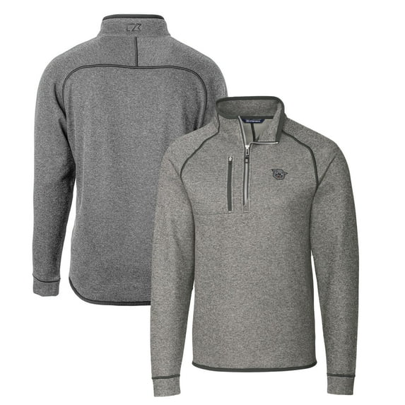 Men's Cutter & Buck Heather Gray Cincinnati Bearcats Mainsail Sweater-Knit Half-Zip Pullover Jacket
