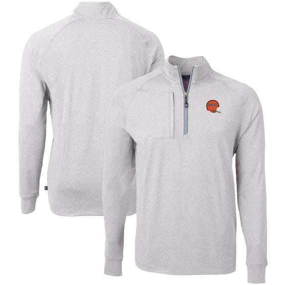 Men's Cutter & Buck Heather Gray Cincinnati Bengals Big & Tall Adapt Eco Raglan Quarter-Zip Jacket