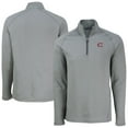 thumbnail image 1 of Men's Cutter & Buck Heather Gray Cincinnati Reds Peshastin Eco Fleece Recycled Raglan Quarter-Zip Top, 1 of 3