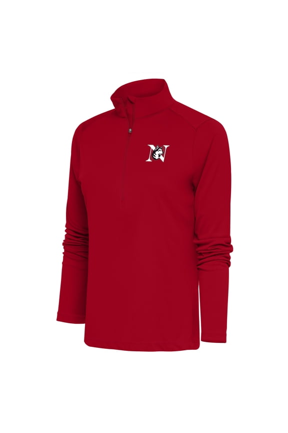 Women's Antigua  Red Northeastern Huskies  Tribute Half-Zip Top