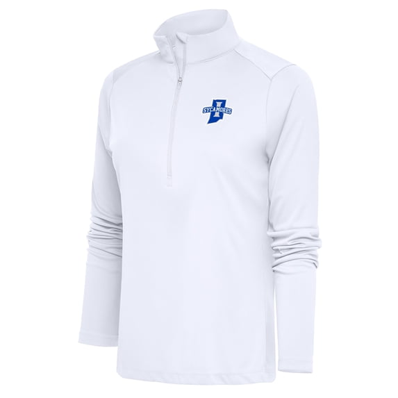 Women's Antigua White Indiana State Sycamores Tribute Half-Zip Top