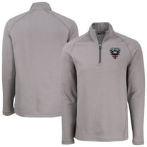 Men's-Cutter & Buck  Heather Gray D.C. United Peshastin Eco Fleece Recycled Quarter-Zip Pullover Top