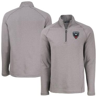 Men's-Cutter & Buck  Heather Gray D.C. United Peshastin Eco Fleece Recycled Quarter-Zip Pullover Top