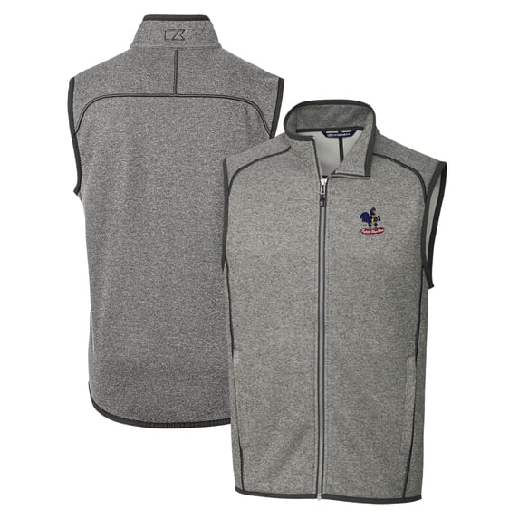 Men's Cutter & Buck Heather Gray Delaware Fightin' Blue Hens Mainsail Sweater-Knit Full-Zip Vest