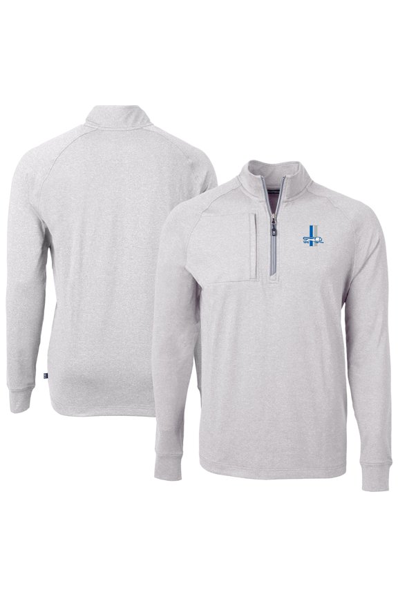Men's Cutter & Buck Heather Gray Detroit Lions Big & Tall Adapt Eco Raglan Quarter-Zip Jacket