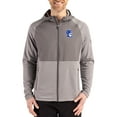 thumbnail image 1 of Men's Cutter & Buck Heather Gray Duke Blue Devils Peshastin Eco Fleece Recycled Raglan Full-Zip Tri-Blend Hybrid Jacket, 1 of 2