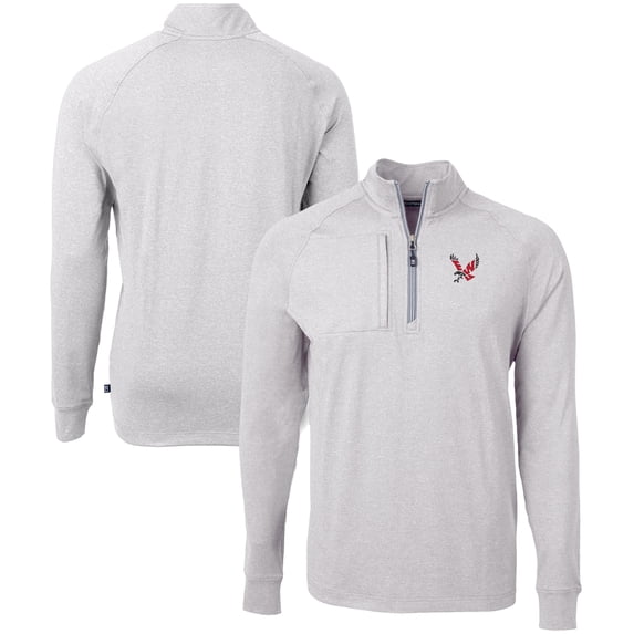 Men's Cutter & Buck Heather Gray Eastern Washington Eagles Big & Tall Adapt Eco Knit Quarter-Zip Pullover Top