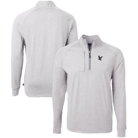 Men's Cutter & Buck Heather Gray Embry Riddle Eagles Big & Tall Adapt Eco Knit Quarter-Zip Pullover Top