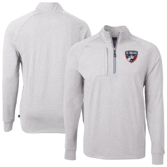 Men's Cutter & Buck Heather Gray FC Dallas Big & Tall Adapt Eco Knit Quarter-Zip Top