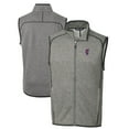 thumbnail image 1 of Men's Cutter & Buck Heather Gray Florida Gators Swinging Gator Mainsail Sweater-Knit Full-Zip Vest, 1 of 3