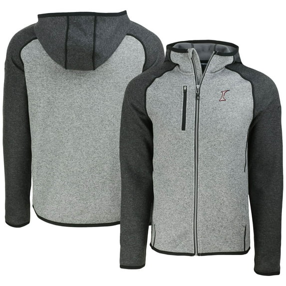 Men's Cutter & Buck Heather Gray/Heather Charcoal Albuquerque Isotopes Mainsail Raglan Full-Zip Hoodie