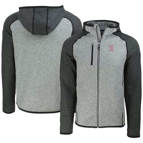 Men's Cutter & Buck Heather Gray/Heather Charcoal Birmingham Barons Mainsail Raglan Full-Zip Hoodie