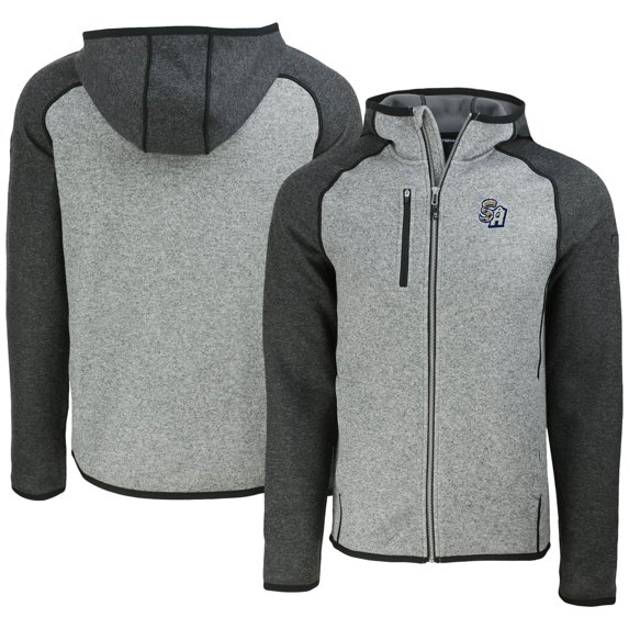 Men's Cutter & Buck Heather Gray/Heather Charcoal San Antonio Missions Mainsail Raglan Full-Zip Hoodie