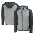 thumbnail image 1 of Men's Cutter & Buck  Heather Gray/Heather Charcoal San Francisco 49ers Throwback Mainsail Sweater-Knit Full-Zip Hoodie, 1 of 3
