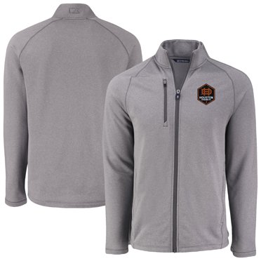 Men's-Cutter & Buck  Heather Gray Houston Dynamo FC Peshastin Eco Fleece Recycled Raglan Full-Zip Jacket